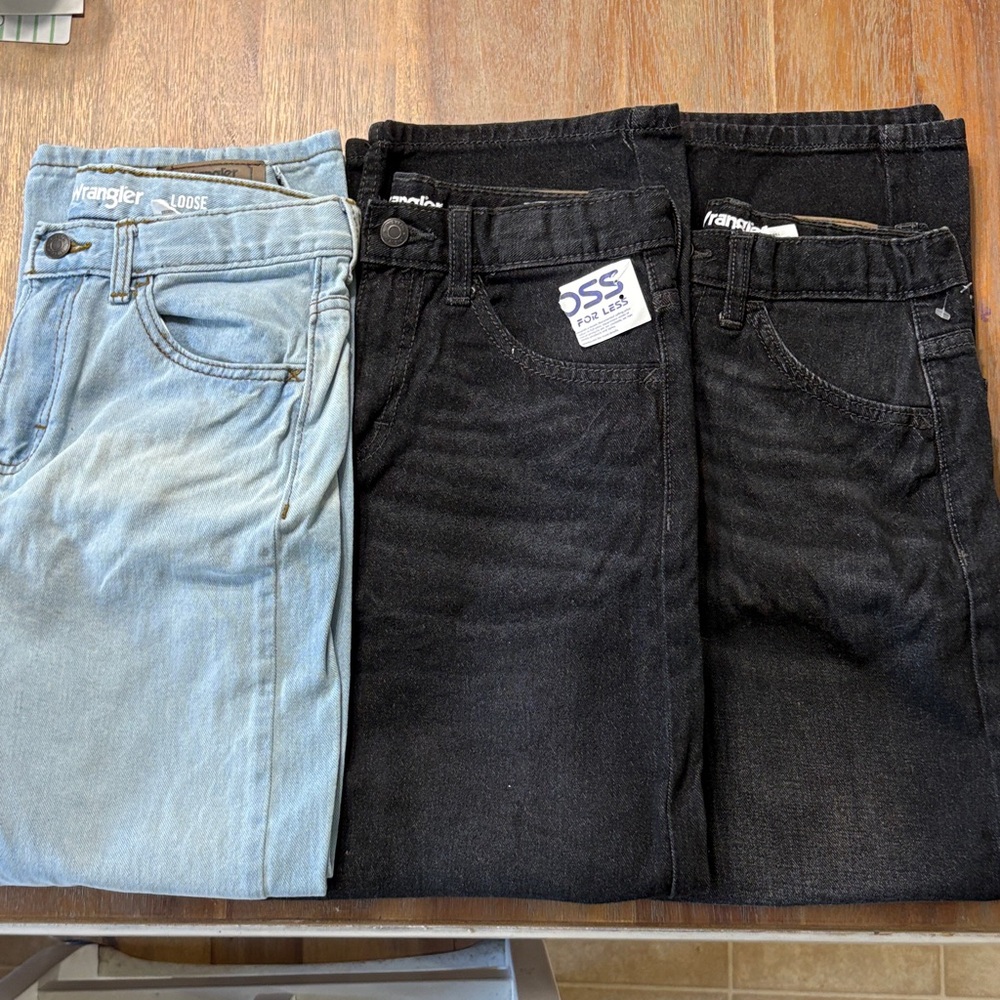 Wrangler Boys Relaxed Jeans in Black and Light Blue - 1 NWT, 1 NWOT, 1 worn